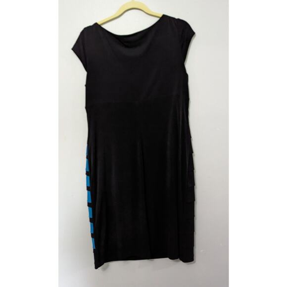 Sandra Darren Women's Geometric Black/Turquoise Stretchy Midi Dress Size 14 - Picture 3 of 3